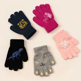 Five Fingers Gloves Halloween Children's Men's Winter Warmth and Cold Protection Student Finger Cartoon Plush Cute Girls' Knitting