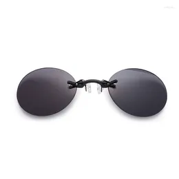 نظارة شمسية مقطع على الأنف جولة الرجل امرأة بدون إطار التصميم مصغر نظارات الشمس