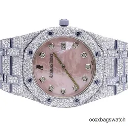 Quartz Watches Audpi Automatisk rörelse Titta på Women's Epic Royal Oak 35mm S Steel Pink Dial Diamond Watch 125 Carat HBFP
