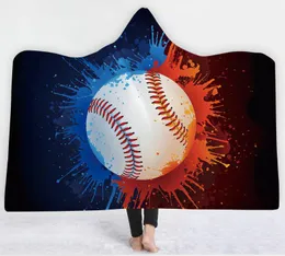 Colecionável ao ar livre 50pcs moletons de softball cobertores de beisebol Cobertor com capuz Grosso Sherpa Xale Envoltório Manto Quente Capa com capuz Pashmina para adultos