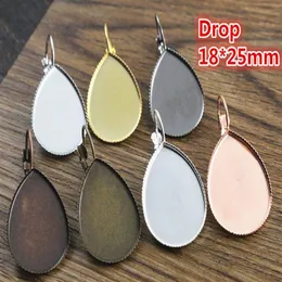 18x25mm 50pcs 8 Renk Kaplamalı Fransız kolu arka küpeler boş taban uygun 18 25mm damla cam cabochons; küpe çerçeveleri2466