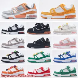 män kvinnor skor designer tränare sneakers låg svart vit baby blå marinen orange grön tur gula rosa brun mens tennis mode utomhus tränare stor storlek