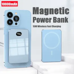 10000mah magsafe powerbank para iphone 12 13 14 mini magro externo auxiliar bateria de reposição banco de potência magnética carregador sem fio