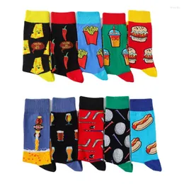 Men's Socks Trendy Food Hamburger Fries Long Tube Yin Yang Cotton Women's Medium Fruit Personalized