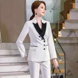 Costumes pour femmes Mode Blanc Blazer Femmes Veste Business Dames Travail Bureau Uniforme Styles OL