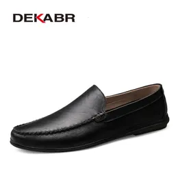 Dress Shoes DEKABR Italian Mens Casual Luxury Brand Summer Men Loafers Split Leather Moccasins Comfy Breathable Slip On Boat 231026