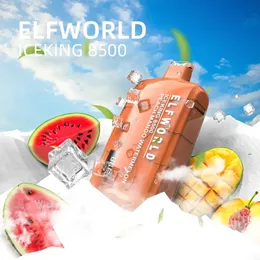 Одноразовый вейп ICEKING Elfworld Puff с цифровым дисплеем IceKing 8500 затяжек Vapes 550 мАч Зарядное устройство Аккумулятор 17 мл randm puff 9000 9k 10000 10k 12000