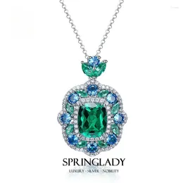 Ciondoli SpringLady Vintage Argento 925 9 11 MM Paraiba Tormalina Collana con pendente in pietra preziosa Collana di fidanzamento di nozze Gioielleria raffinata