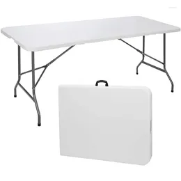 Camp Furniture SKONYON Folding Utility Table 6ft Fold-in-Half Portable Plastic Picnic Party Dining White Mesa Plegable Outdoor Camping