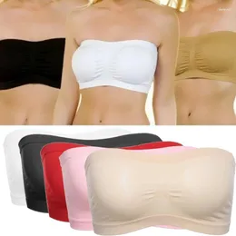 Bustiers espartilhos respirável malha tubo sutiã sem alças colheita topos mulheres senhoras sexy bralette bandeau boob roupa interior cor sólida 2023 bustiers