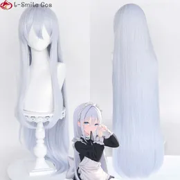 Catsuit Costumes 100cm Yoisaki Kanade Cosplay Wig Anime Project Sekai 화려한 무대 80cm/100cm 긴 연한 청색 내열 헤어 가발