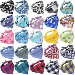 Dog Apparel Summer Pet Triangle Bandana Scarf Adjustable Bibs For Small Dogs Collars Plaid Daisy Printed Puppy Cat Collar