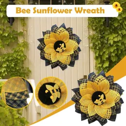 Decorative Flowers Outdoor Christmas Wreath Simulation Leaf SunflowerWreath Artificial Garland Hanging Pendants Window Suction Cups