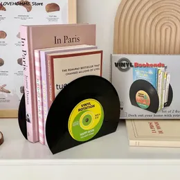 Bar Tools Vinyl CD Bookends Creative Record Bookstand Desktop Decoration Rubbie Vintage Partition Bookcase Office Accessories 231027