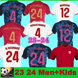 Sevilles 23 24 Sevillas Soccer Jerseys L.ocampos Suso Jong Maillot Gudelj K.Rekik Tecatito Munir Rafa 2023 2024 Man Football Shirt Kids Kit Uniforms