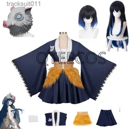 Costumi anime Anime Demon Slayer Hashibira Inosuke Cosplay Come Kimetsu No Yaiba Halloween Dress Outfit per le donne Pig Sile Mask L231027