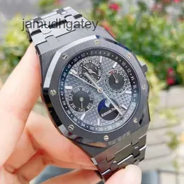 Swiss Luxury Watches AP Wrist Watches Royal AP Oak Series 26579CE Black Ceramic Black Dial with Transparent Perpetual Calendar Mens Fashion Leisure Business Sp 9G2T