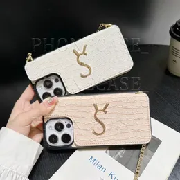 Piękny iPhone Phone Case 15 14 Pro Max y skórzany gniazdo karty Crossbody Hi jakość 18 17 16 15 15pro 14pro 13pro 12pro 12 torebka z logo pudełkiem AMJ