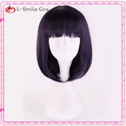 Costumi Catsuit Sailor Saturn Cosplay Tomoe Hotaru 35 cm Viola Nero Mix Corto Bobo Parrucche sintetiche per capelli + Protezione per parrucca