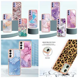 25Designs Marble Flower Chromed Case för Samsung A25 A15 5G A05 A05S A25 Xiaomi 13T 13T Pro Moto G54 G14 Luxury Bling Scale Plating Granite Leopard Soft IMD TPU Cover