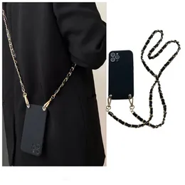 Handyhüllen Luxus Kreuzsystem Seil Halskette Lederarmband Kette Soft Case iPhone 14 13 12 Pro Max 11 MiNi XS XR X 8 7 Plus SE Cover 231026