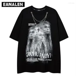 メンズTシャツヴィンテージイリュージョンポートレートグラフィックTシャツメンズ特大のストリートドレスボーイフレンドFeng HarajukuカジュアルGraf232J