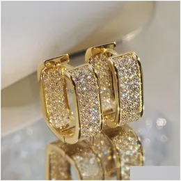 Hoop Huggie Mode Gepflasterte Cz Creolen Für Frauen Metall Silber Farbe/Gold Farbe Einfach Vielseitig Mädchen Schmuck Drop Deliv Dhgarden Otdag