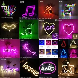 Multi styl Neon Light Lights Decor Lampa LED Rainbow Bateria lub USB Operowane światła nocne dla dziewcząt Dziewczęce Pokój Baby 291c
