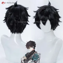 Catsuit Costumes High Quality Game Honkai: Star Rail Cosplay 30cm Black Dan Heng Honkai Heat Resistant Hair Anime Wigs + Wig Cap