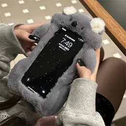 Casos de telefone celular bonito animal koala macio macio pelúcia telefone caso adequado para iphone 15 14 13 12 pro max 15pro menina térmica dos desenhos animados capa 231026