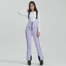 Calças de esqui inverno calças de esqui mulheres snowboard cinta elástica esporte ao ar livre wear engrossar térmica à prova dwindproof água à prova de vento para o sexo feminino