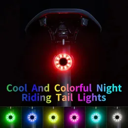 Bike Lights ANTUSI Bicycle Tail Lamp Saddle Bicycle Tail Lamp USB Charging Waterproof Tail Lamp 7 Color Bicycle Accessories Q1 231027