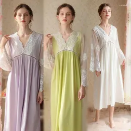 Women's Sleepwear Women Elegant Lace Long Sleeve Nightgowns Sleepshirts Nightdress Home Pajamas Soft Lingerie Summer Clothes