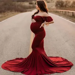 Vestidos de maternidad Maxi vestido para Po Shoots lindo sexy Pography Props mujeres vestido de embarazo más tamaño 231026