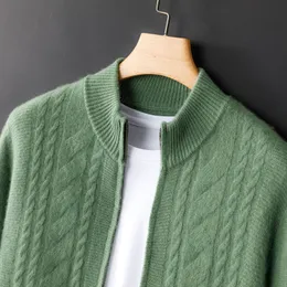 Men's Sweaters Cashmere Stand Collar Zipper Loose Knit Sweater Casual Cardigan Coat