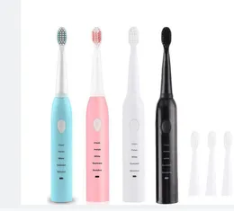 Electric Toothbrush with 4 Replacement Head Sonic Wave Rechargeable Top Quality Smart Chip Toothbrush Head Replaceable Whitening Tooth brush with box