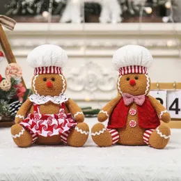 حيوانات أفخم محشوة 1/2pcs Gingerbread Man Doll Dolls Plush Plush Plush Animals Toys New Year Kids Gift 2023 Home Christmas DecorationSL231027