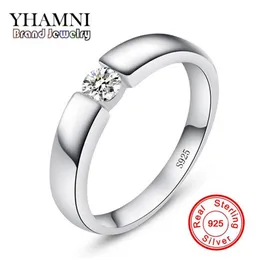 Certificato in argento inviato YHAMNI Anello da uomo in argento 925 reale originale con intarsio di gioielli raffinati con diamante da 5 mm Anello di fidanzamento di marca For277N