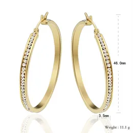 Titanium Steel Crystal Diamante Gold Earrings Fashion Joyas Big Earring For Women Jewelry241S