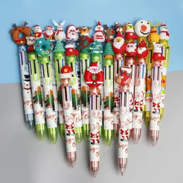 Decorative Objects Figurines Cartoon Colorful Pen Santa Claus Xmas Tree Deer Ballpoint Merry Christmas Gifts Stationery Writing Tool Office School Supply 231027