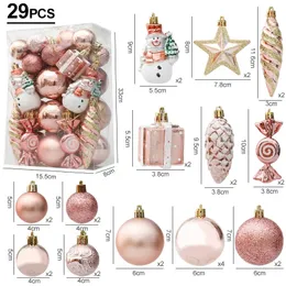 Juldekorationer 29 20st Tree Balls Hanging Pendant Candy Cane Pine Cone Ornament Set Home Decoration 2024 Navidad Year 231027