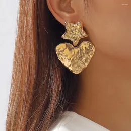 Baumeln Ohrringe 2023 Kreative Design Unregelmäßige Pentagramm Vintage Gold Farbe Liebe Herz Für Frauen Damen Party Schmuck