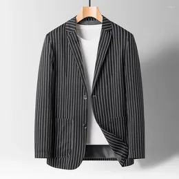 Trajes de hombre Boutique moda versión coreana delgado guapo Casual Caballero negocios todo rayas protector solar marea marca Blazer
