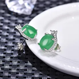 Stud Earrings Cute Squirrel Kangaroo Shape Big Belly Earring Green Red Stone Ear Jewelry For Women Side Plated Cubic Zirconia Jewel