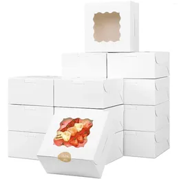 Present Wrap 5st White Bakery Boxes With Window Cookie Kraft Paper Box For Pastries Cookies Pie Donuts Macaron