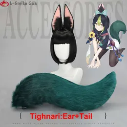 Catsuit Costumes Game Genshin Impact Ear 60cm Long Tail Headwear Soft Bendable Plush Tighnari Costume Cosplay Props Party