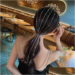 Grampos de cabelo Barrettes Brilhar Fl Strass Headband para Mulheres Long Tassel Cristal Hairclip Festa de Casamento Acessórios de Cabelo Je Dhgarden Otisu