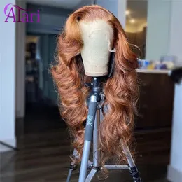 Synthetic Wigs 13x6 Copper Ginger Brown Body Wave Brazilian Human Hair Pre Plucked 13x4 Lace Frontal Transparent 5x5 Closure Wig 231027