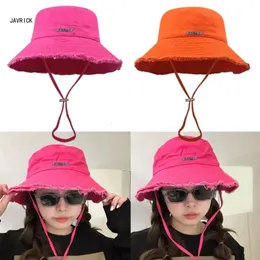 Wide Brim Hats Bucket Outdoor Hat with Adjustable Chin Rope Frayed Design Summer Sunproof Fisherman for Adult 231027