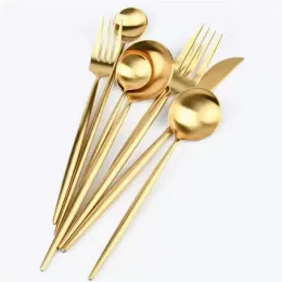 Gold Flatware Wedding Dinnerware Gold Cutlery Knife Fork Spoon Stainless Steel Tableware Silverware wholesale